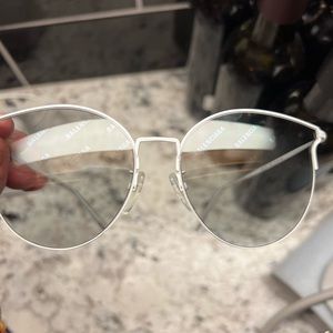 Balenciaga white metal sunglasses